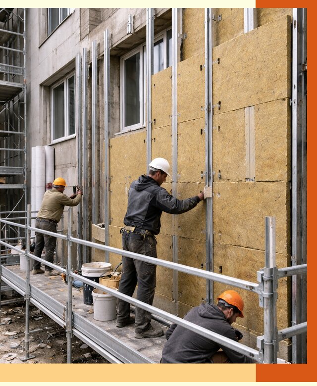 Утепление вентилируемого фасада в Алапаевске от 5995 руб/м2 — монтаж и утепление вентфасад | ТепломастерЛпв